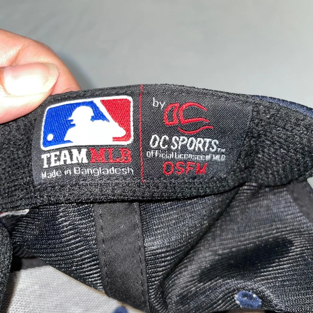 Atlanta Braves MLB Baseball Hat OC Sports Navy Red Adjustable‎ OSFM Cap